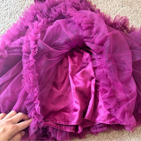 Popatu | Adorable Burgundy Dress with Rosette Bodice and Tutu Skirt - Picture 6 of 7